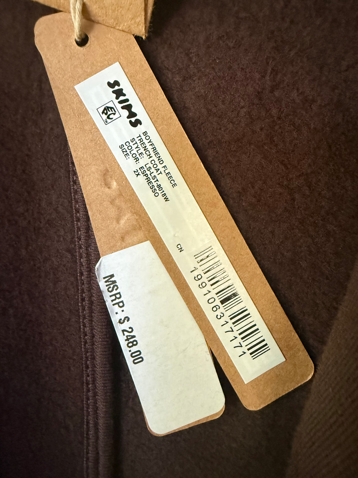 SKIMS Boyfriend Fleece Oversized Trench Coat - Size 2X