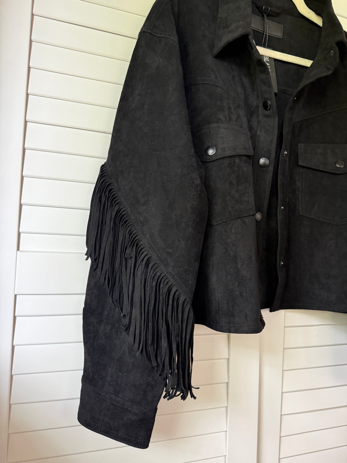 BLANK NYC x FREE PEOPLE Twist and Shout Vegan Suede Fringe Jacket - Size XL