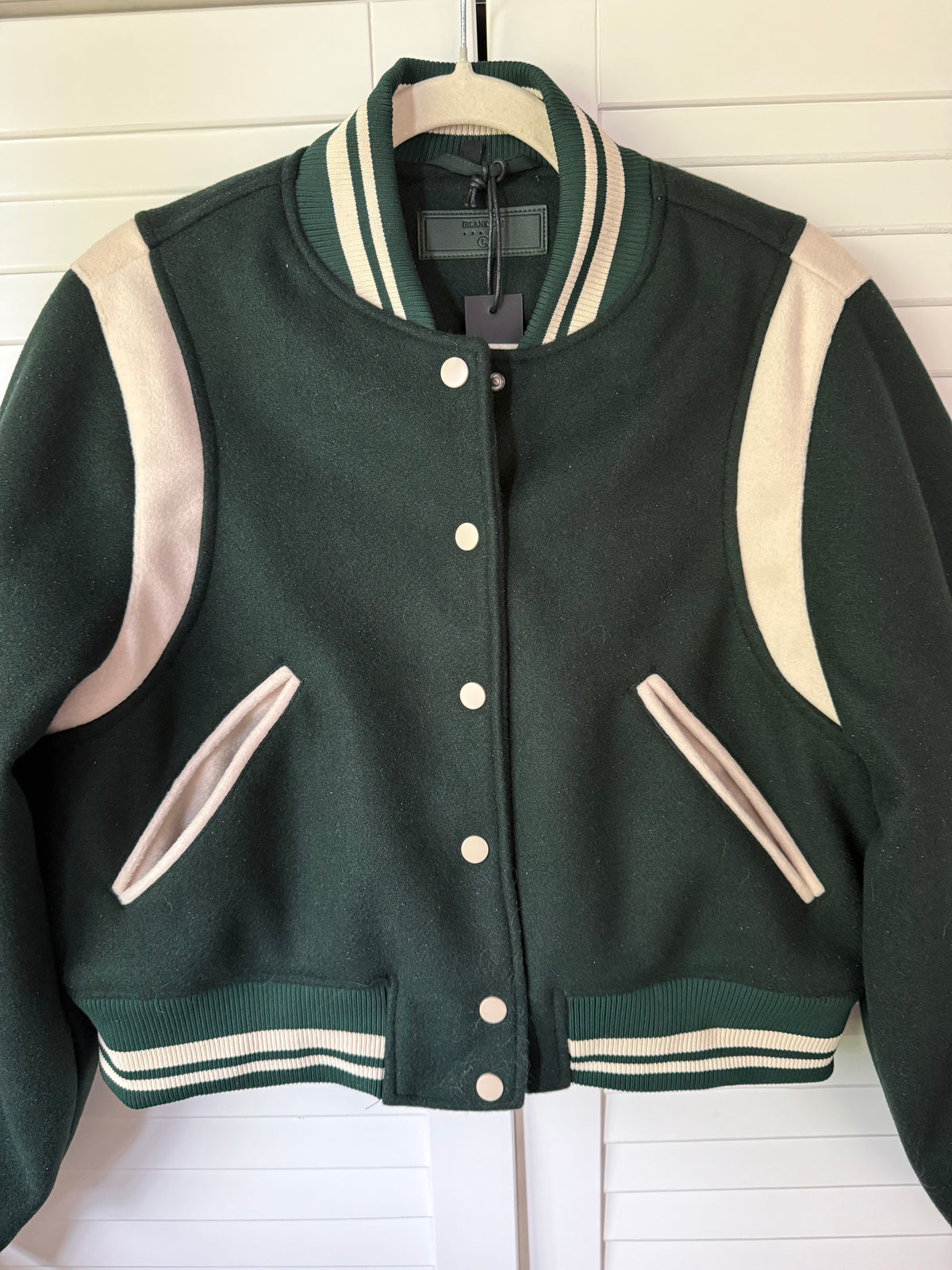 BLANK NYC Smart Move Bomber Varsity Jacket - Size Large
