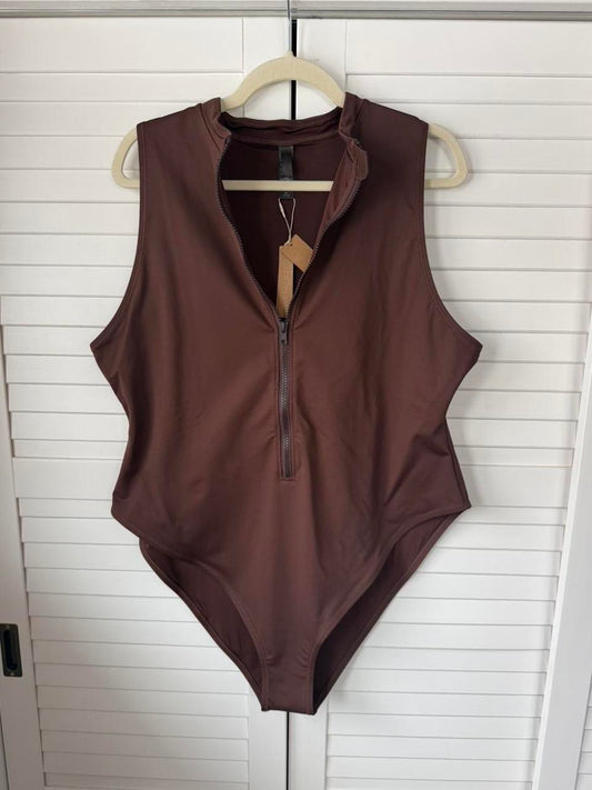 SKIMS Swim Zip Front Sleeveless One Piece - Size 4X