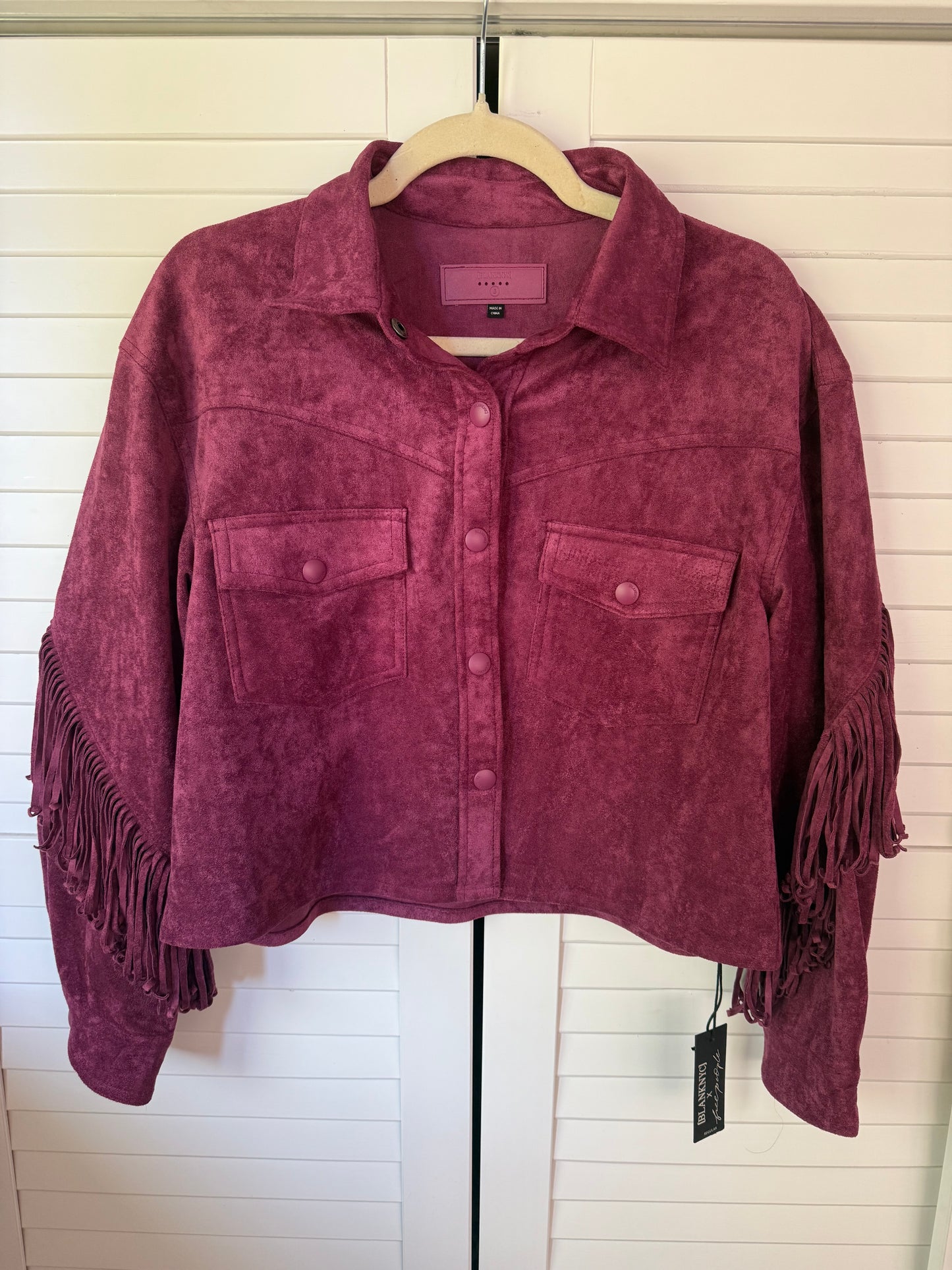 BLANKNYC x FREE PEOPLE Twist and Shout Vegan Suede Fringe Jacket - Size Small
