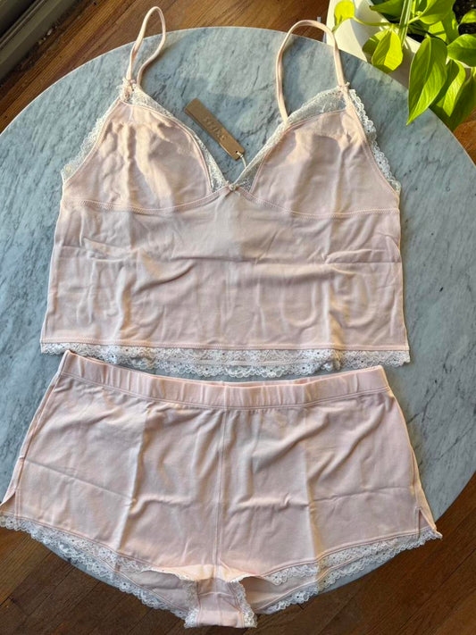 SKIMS Cotton Lace Triangle Cami and Boxer Set - Size XL