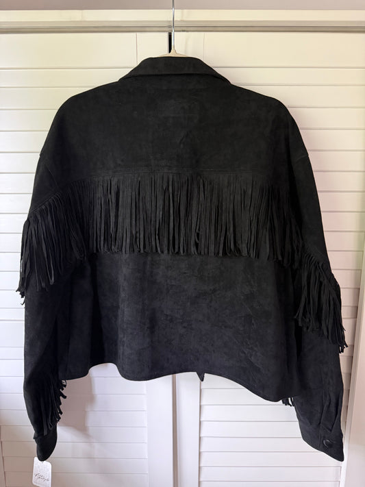 BLANK NYC x FREE PEOPLE Twist and Shout Vegan Suede Fringe Jacket - Size XL