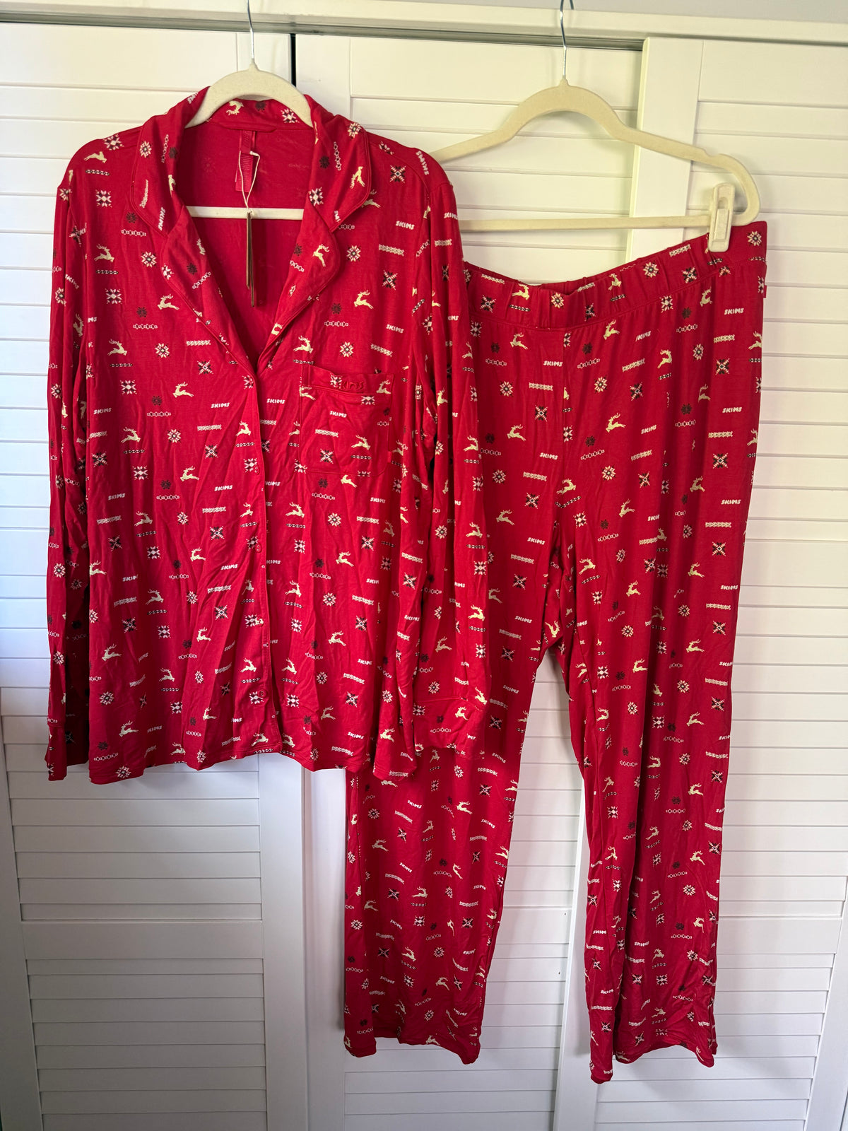 SKIMS Long Sleeve Button Down Sleep Set - Size 2X