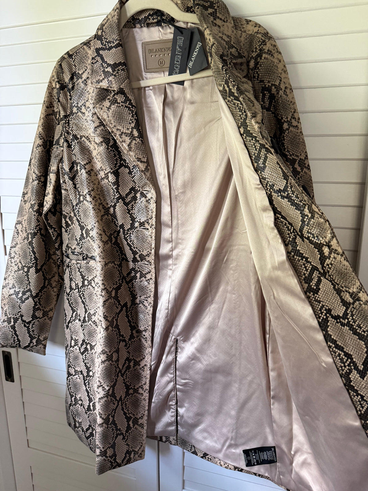 BLANK NYC Vegan Snakeskin Trench Coat - Size Medium