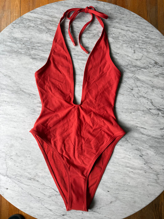 SKIMS Swim Deep Plunge One Piece - Size Medium