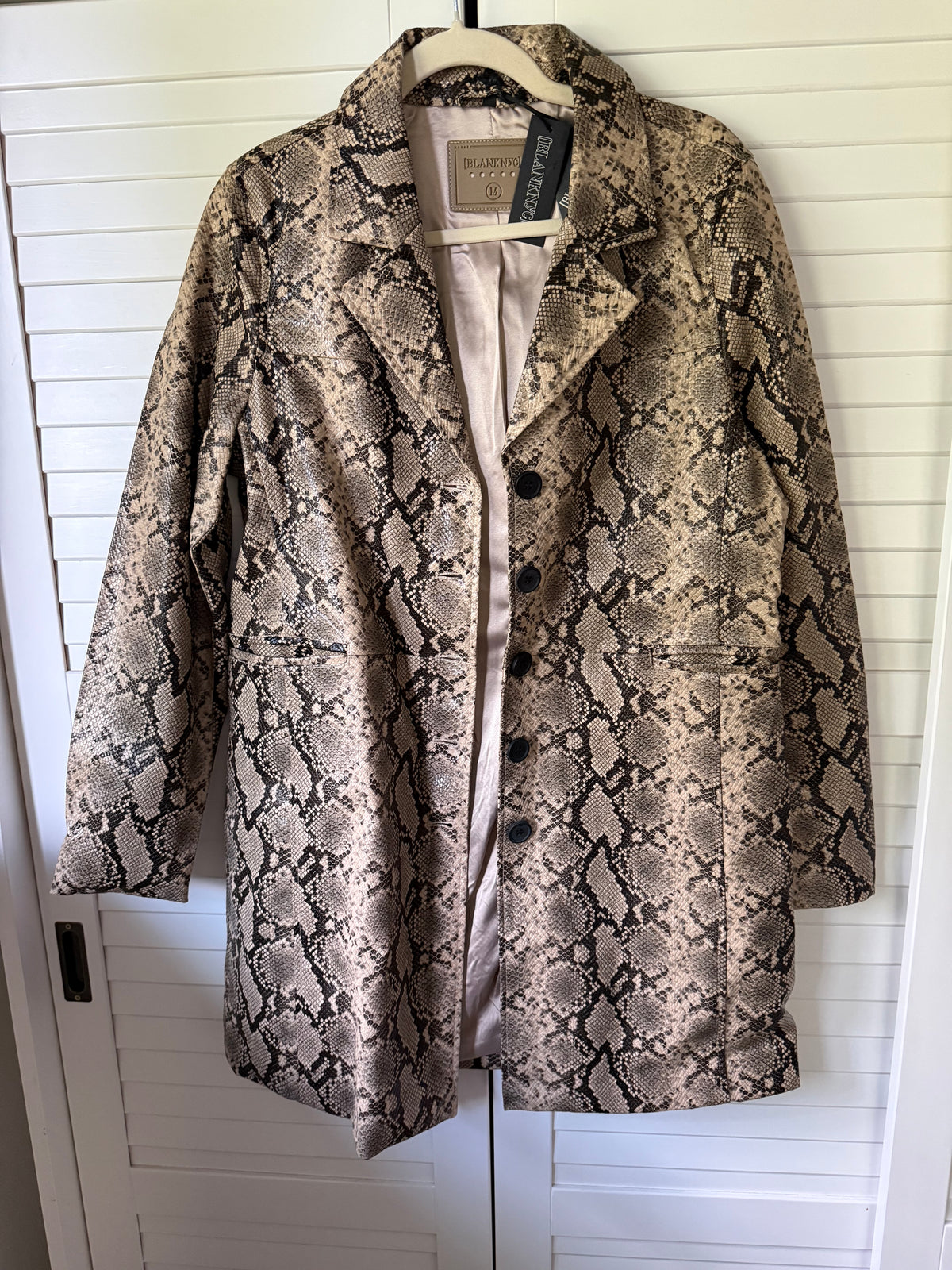 BLANK NYC Vegan Snakeskin Trench Coat - Size Medium