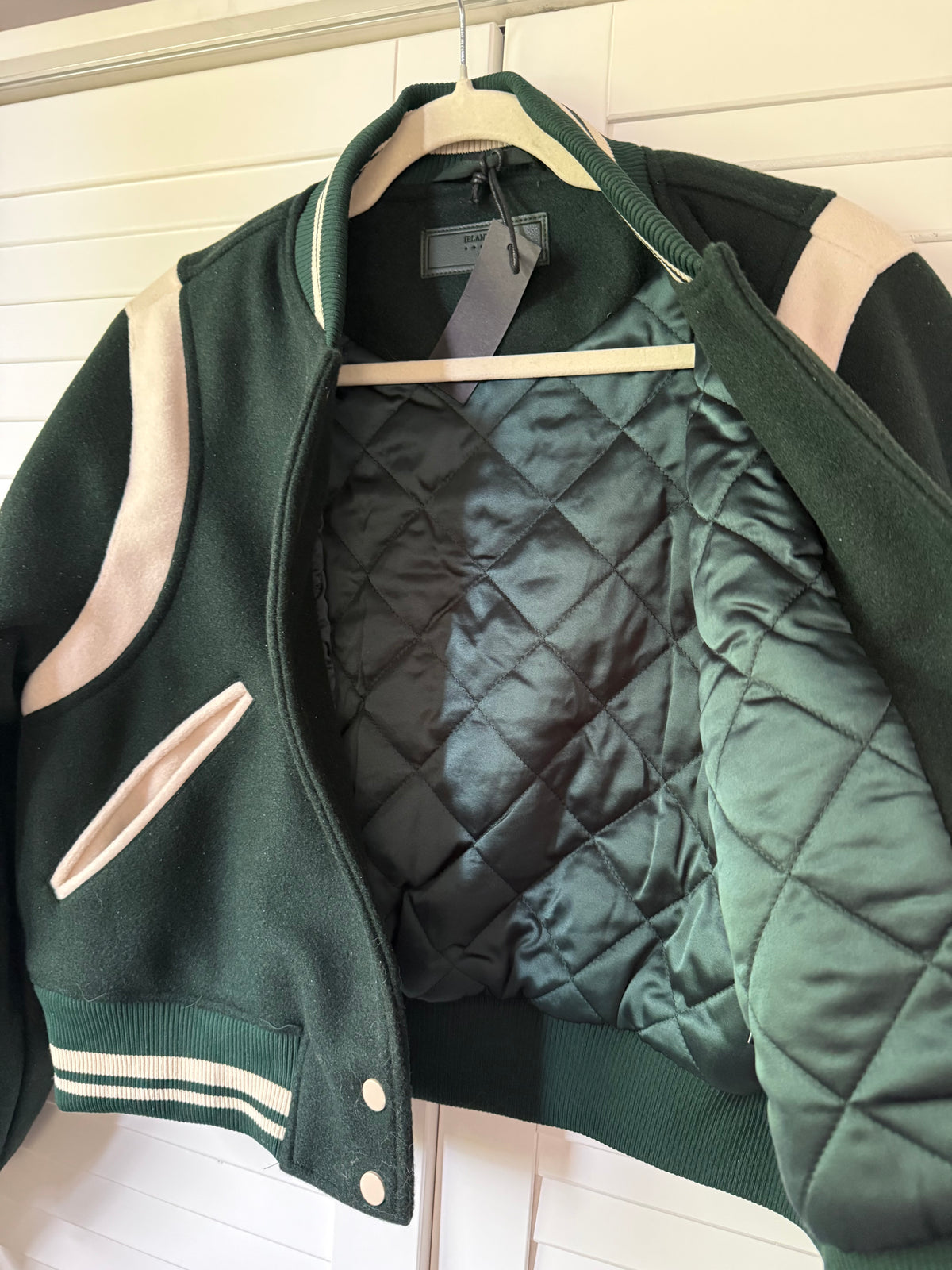 BLANK NYC Smart Move Bomber Varsity Jacket - Size Large
