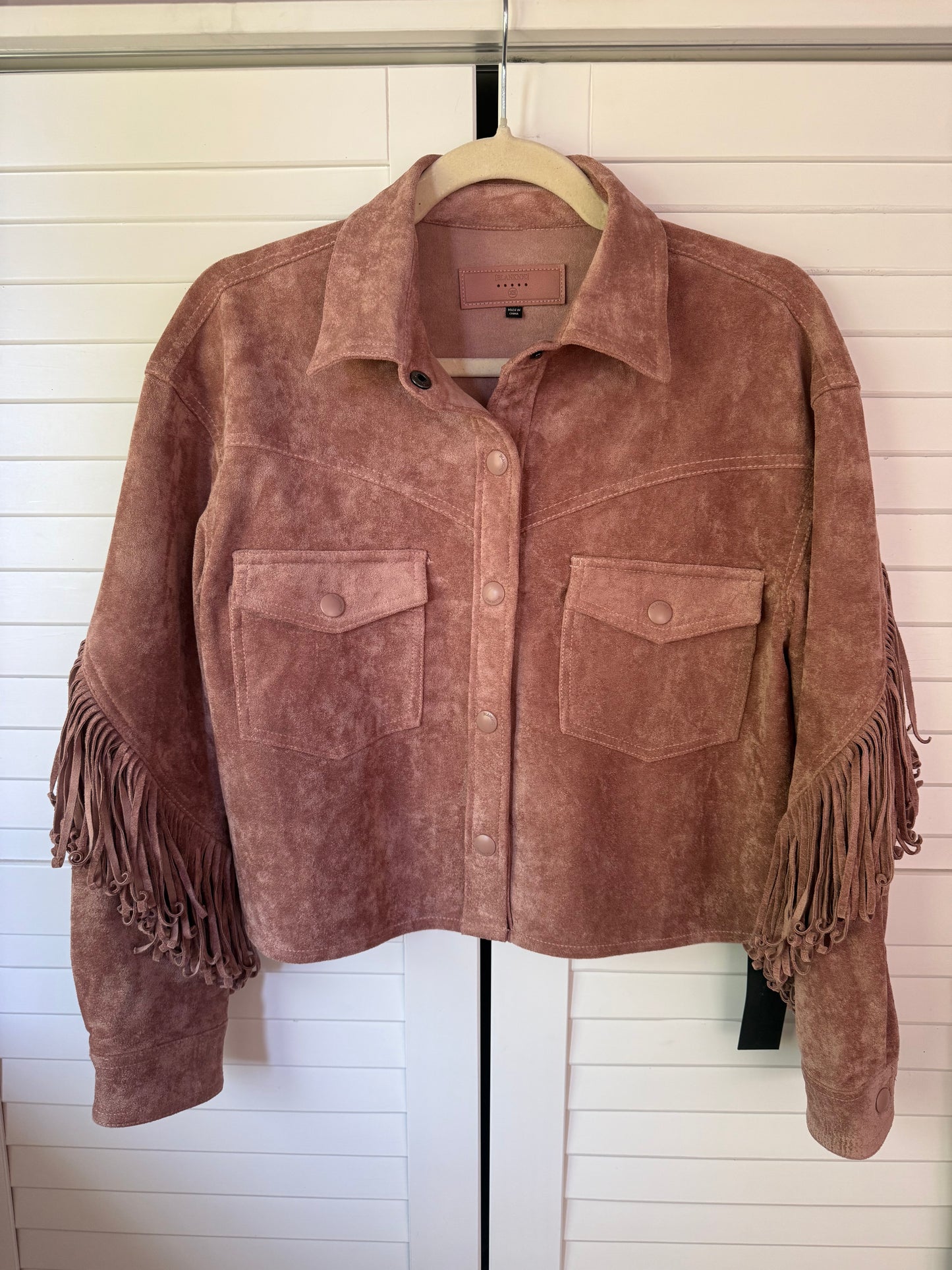 BLANKNYC x FREE PEOPLE Twist and Shout Vegan Suede Fringe Jacket - Size XS