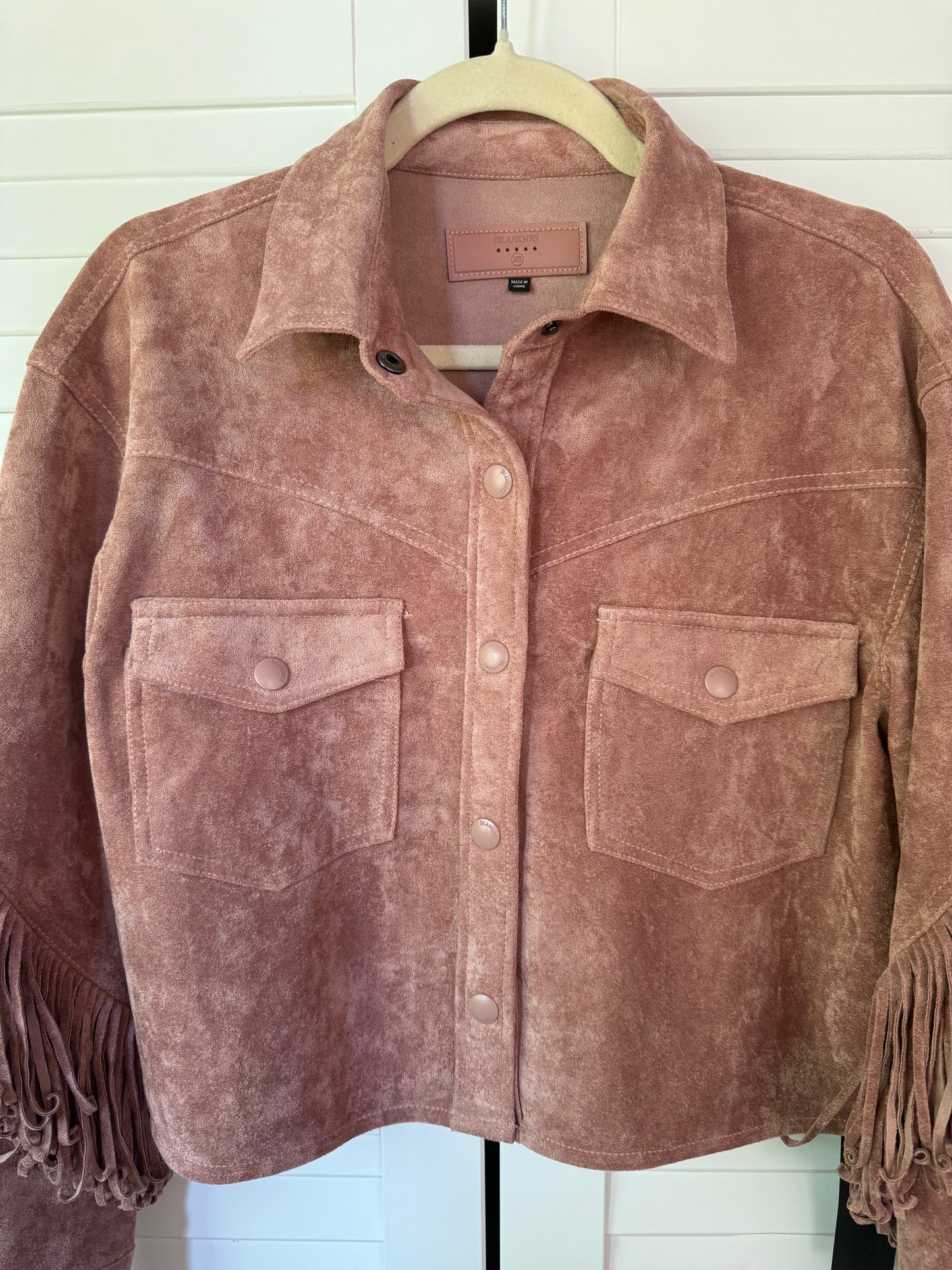 BLANKNYC x FREE PEOPLE Twist and Shout Vegan Suede Fringe Jacket - Size XS