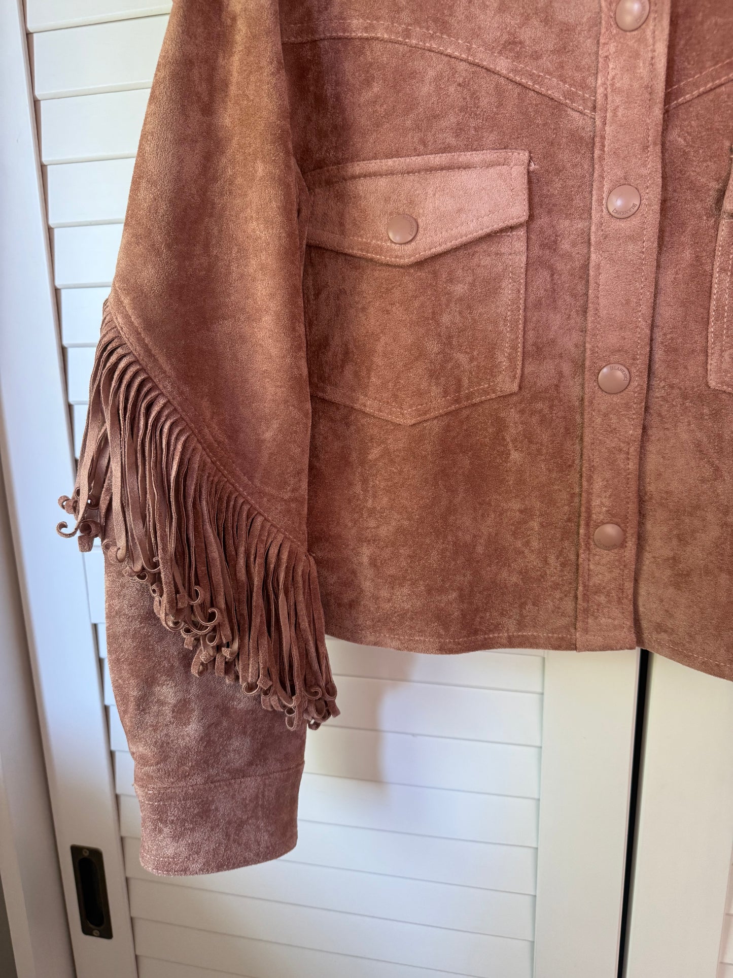 BLANKNYC x FREE PEOPLE Twist and Shout Vegan Suede Fringe Jacket - Size XS