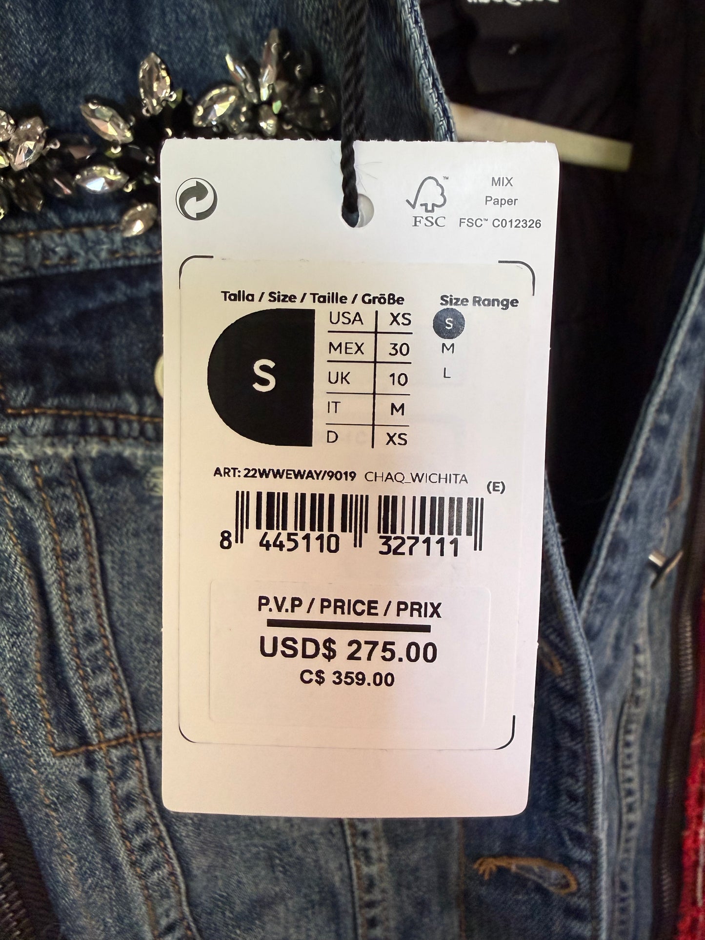 DESIGUAL Hybrid Denim Jacket - Size Small