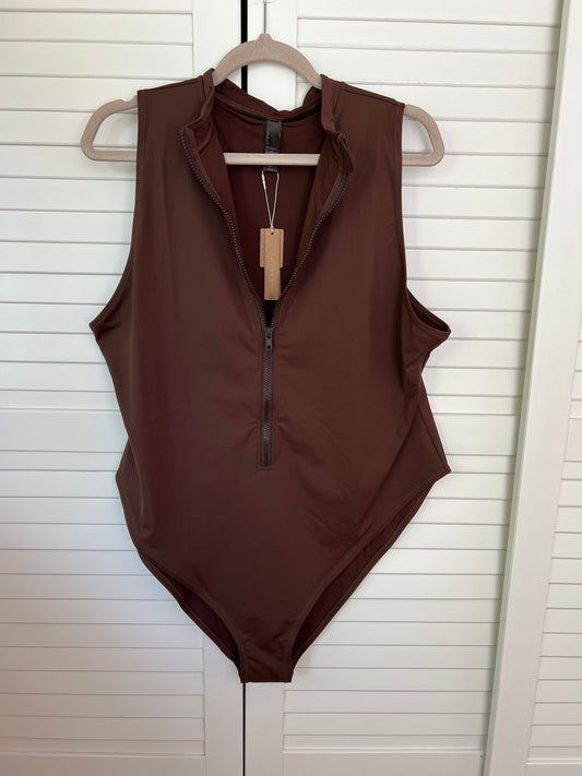 SKIMS Recycled Swim Sleeveless One Piece Bathing Suit - Cocoa Brown - 4X