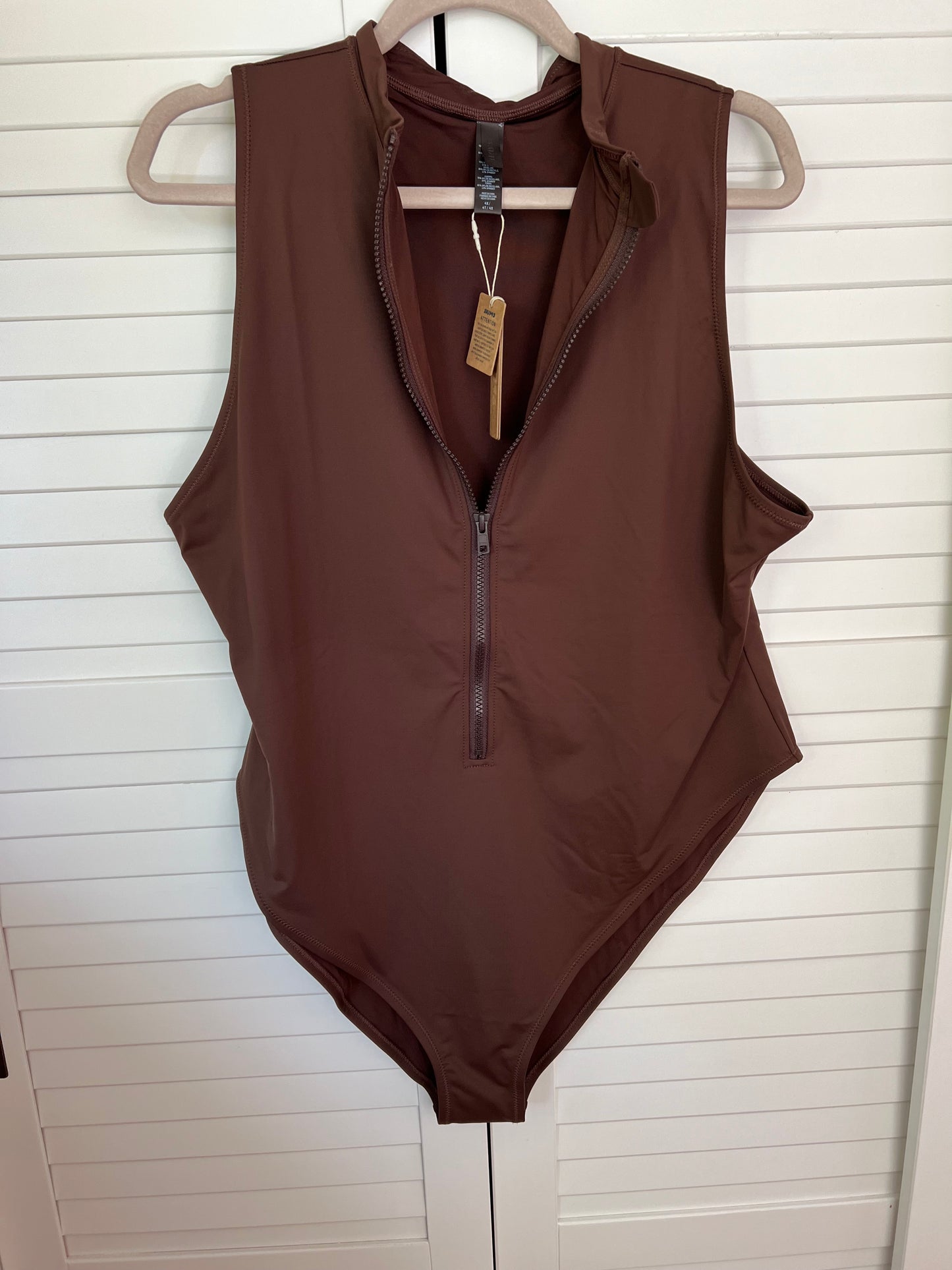 SKIMS Recycled Swim Sleeveless One Piece Bathing Suit - Cocoa Brown - 4X