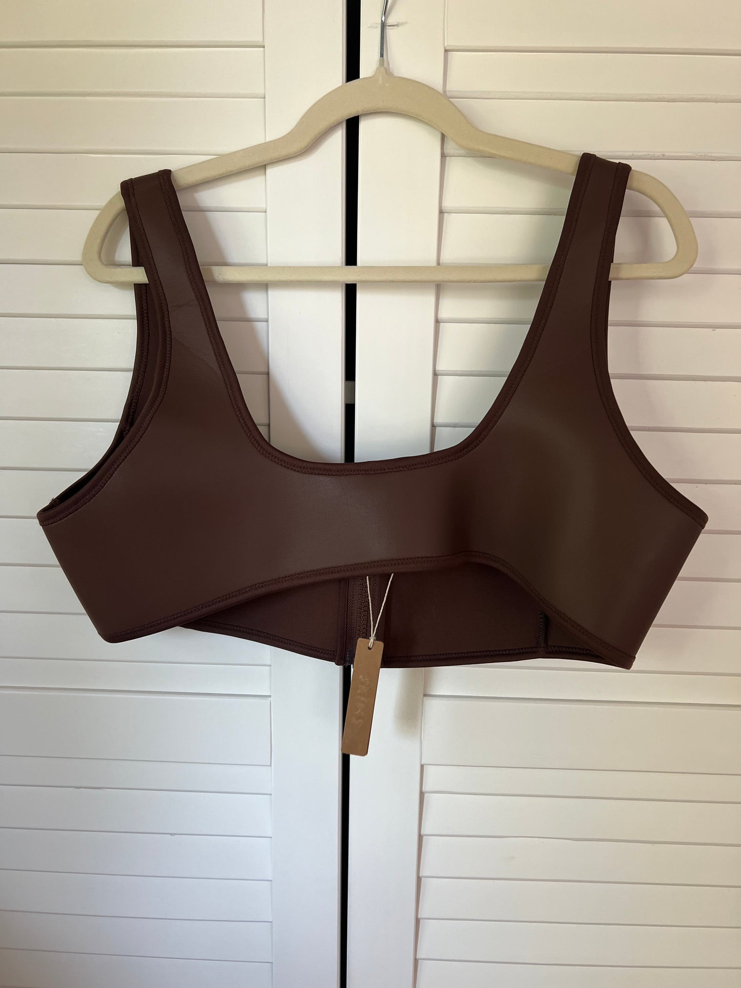 SKIMS Rubberized Scuba Swim Scoop Neck Bikini Top - Cocoa Brown - 3X