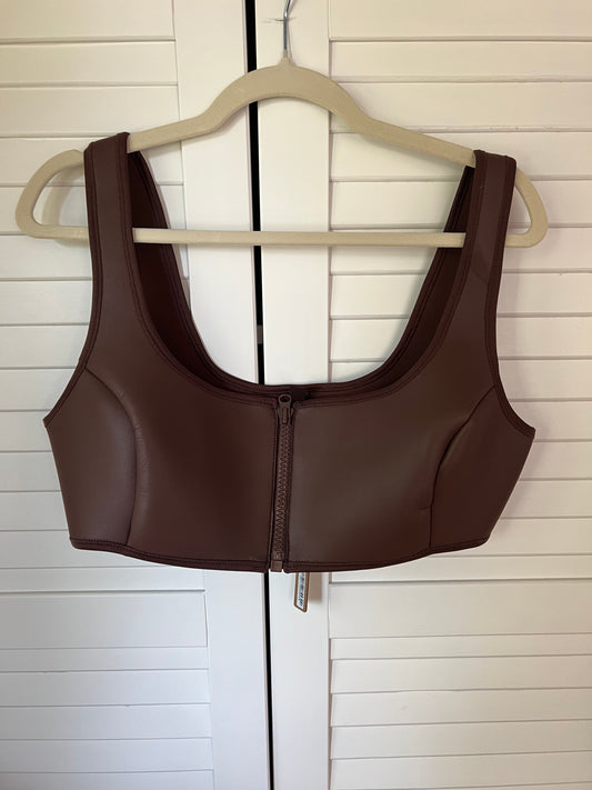 SKIMS Rubberized Scuba Swim Scoop Neck Bikini Top - Cocoa Brown - 2X