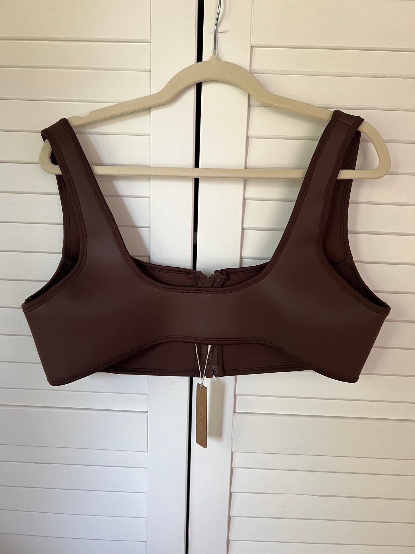 SKIMS Rubberized Scuba Swim Scoop Neck Bikini Top - Cocoa Brown - 2X