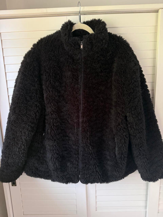 SKIMS Faux Fur Oversized Zip Up Mock Neck Jacket - Size Small