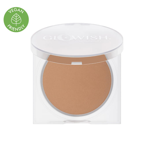 GloWish Lightweight Blurring Pressed Powder - Tan Light - tan light skin tones with neutral undertones - Huda Beauty