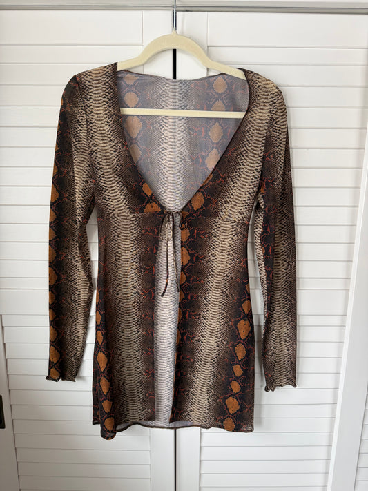 SKIMS Summer Mesh Open Tie Front Long Sleeve Cover Up - Size XS