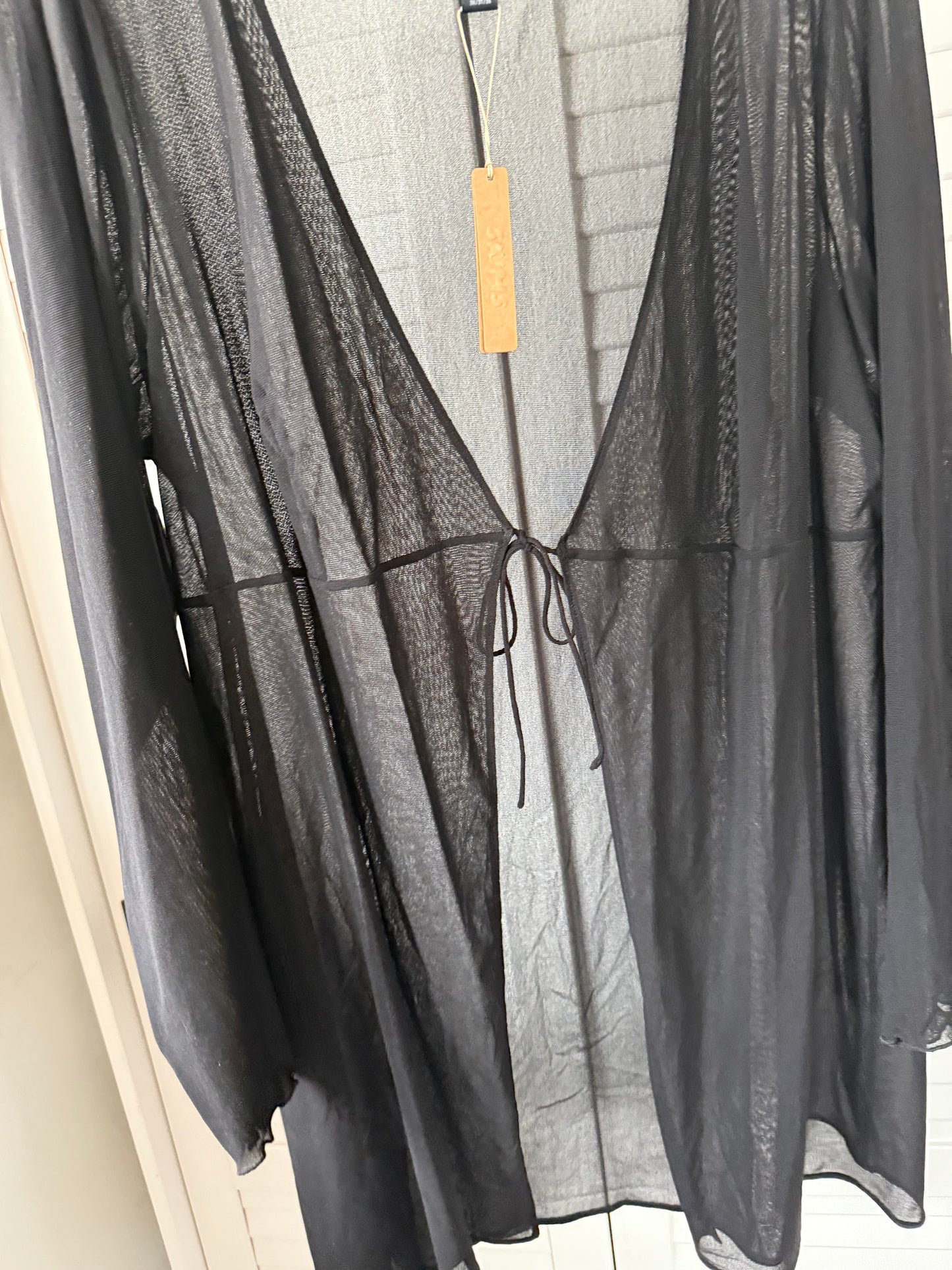 SKIMS Summer Mesh Open Tie Front Long Sleeve Cover Up - Size 3X