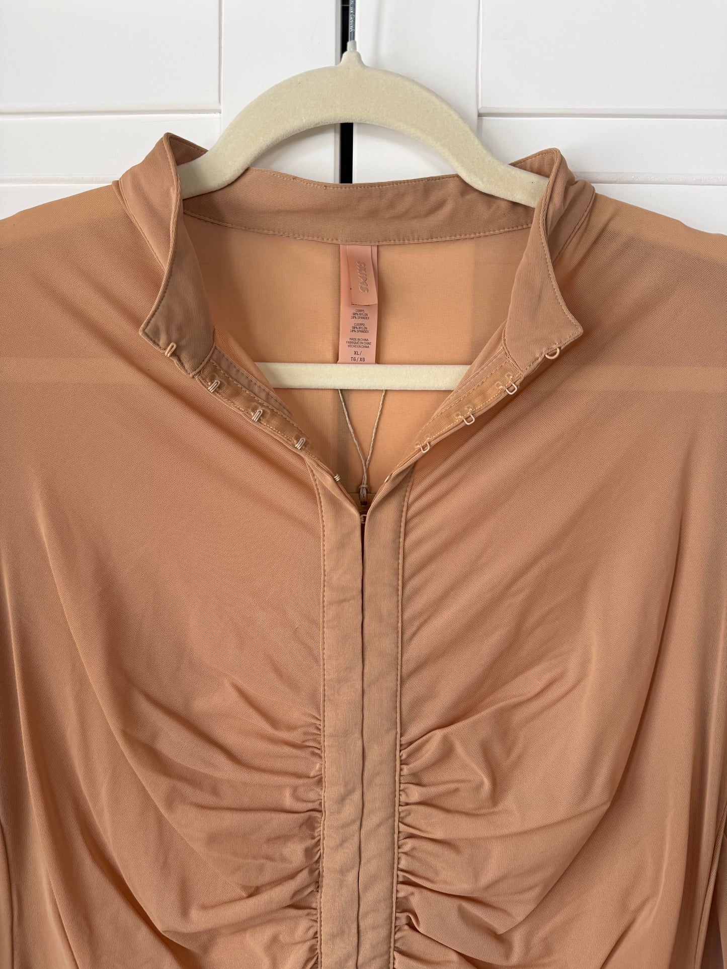SKIMS Mesh Cover Up Long Sleeve Ruched Dress - Size XL