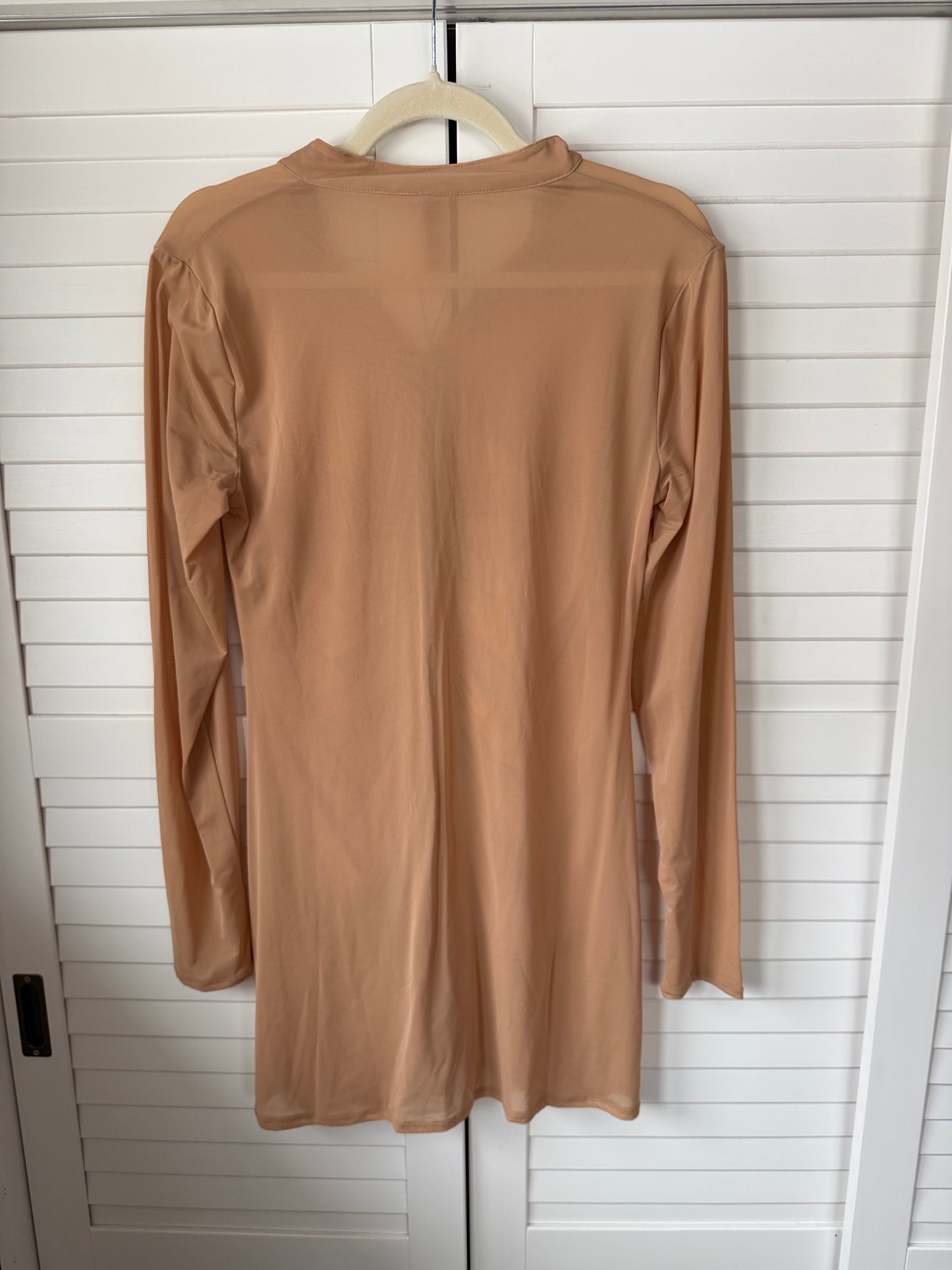 SKIMS Mesh Cover Up Long Sleeve Ruched Dress - Size XL